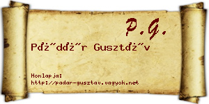 Pádár Gusztáv névjegykártya