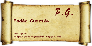 Pádár Gusztáv névjegykártya